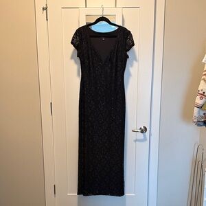 connected apparel Black Lace Maxi Dress